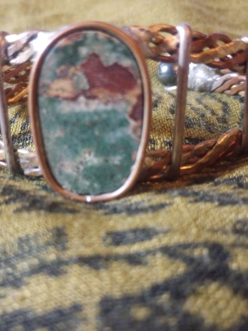 Agate Copper-Tone Braided Cuff Bracelet- UNISEX